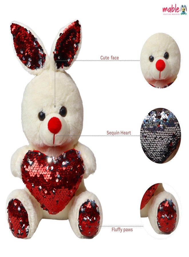 MABLE لعبة أرنب مابل القطيفة 35 سم، لعبة قطيفة محشوة ناعمة للبنات والأولاد، لعبة أرنب قطيفة لطيفة، هدية للحبيب، الزوج، الحبيبة والزوجة - Image 2